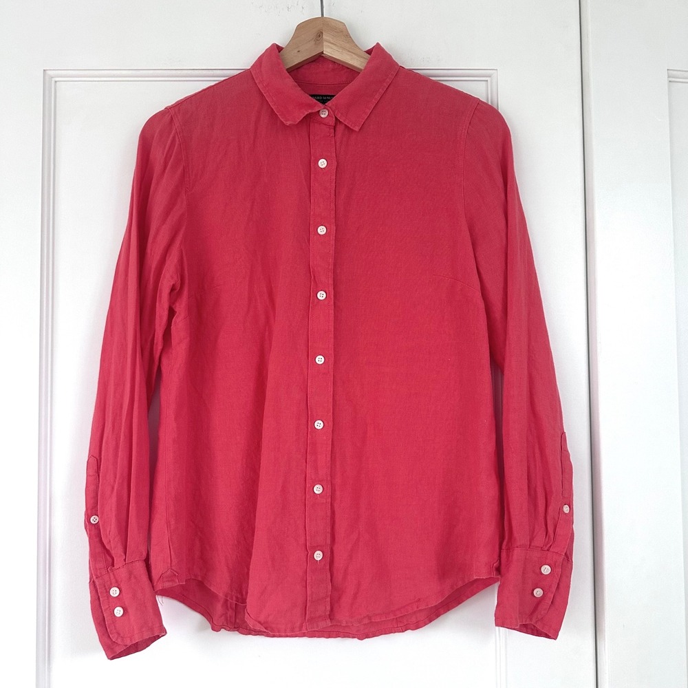 J.Crew Baird McNutt Irish Linen Perfect Shirt Coral Pink Button Down Womens 4